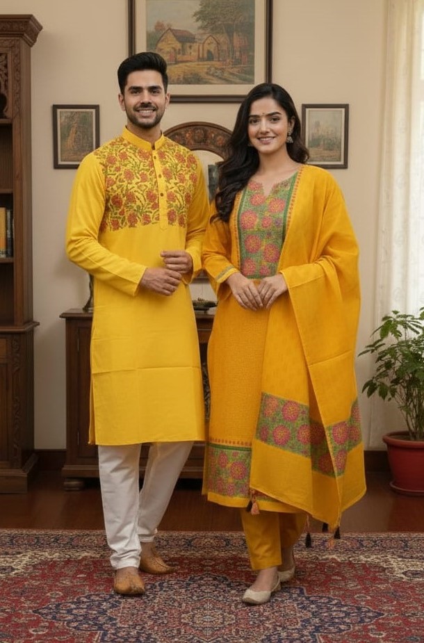Panjabi Three Piece Couple Set