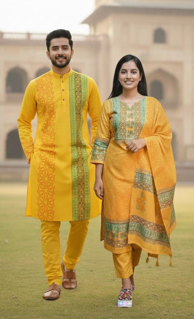 Panjabi Three Piece Couple Set